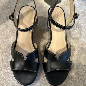 Liz Claiborne Black Wedge Sandals